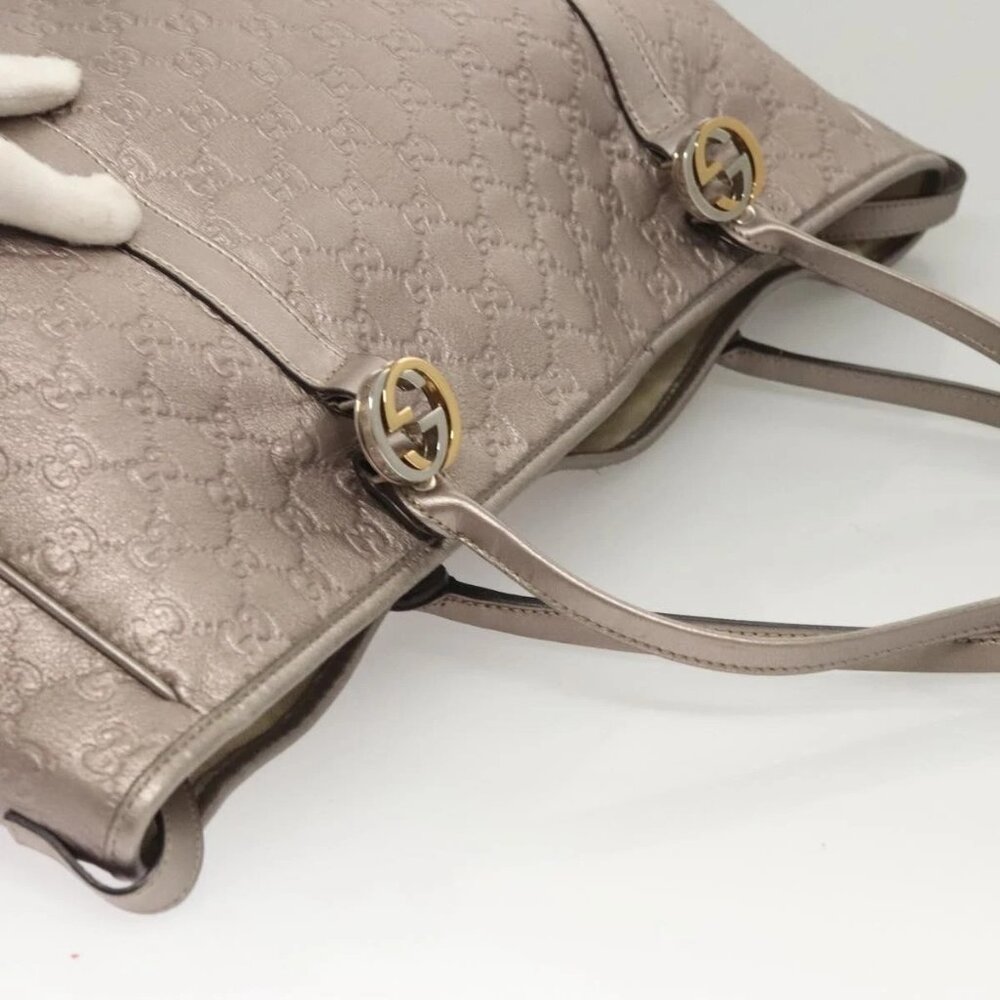 GUCCI GG Canvas Guccissima GG Twins Bag Leather Purple Silver 232956 Auth 119708 - Picture 6 of 16